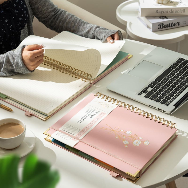 Ovesmusl Hardcover Spiral Notebooks 8.5" X 11" Note Taking 5 Subject Notebook College Ruled with Dividers 240 Pages 100GSM Aesthetic Spiral Notebook for Work School Cute Journals for Women Writing - Image 2