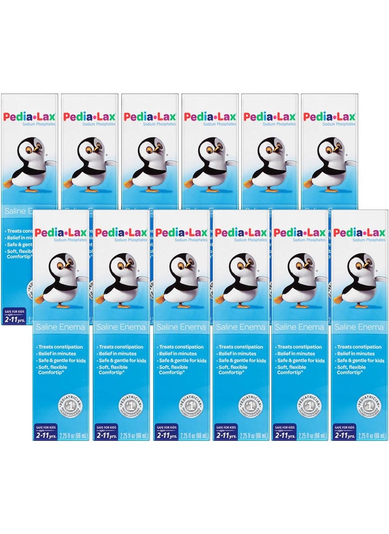 Fleet Pedia-Lax Laxative Saline Enema for Kids, Ages 2-11, 2.25 fl oz (12 Pack) 