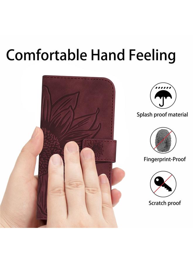 erorex Case For OnePlus 10 Pro Skin Feel Sun Flower Pattern Flip Leather Phone Case with Lanyard - Image 4