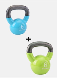 KANGAROO 6kg and 8kg Kangaroo Kettlebell Set made of cast iron and vinyl coated Bundle 
