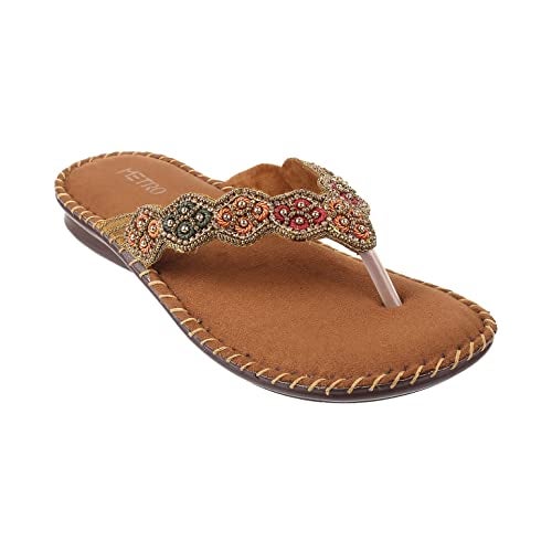 Metro Womens Synthetic Antic Gold Slippers (Size (7 UK (40 EU)) - Image 2
