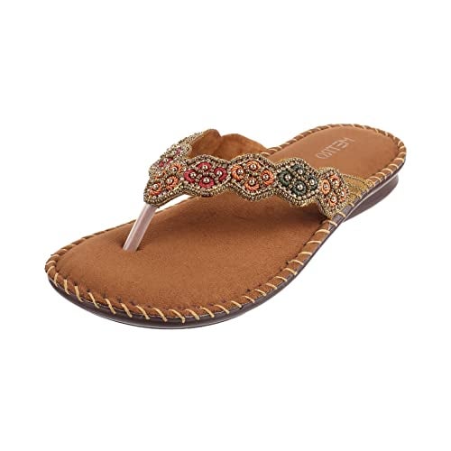 Metro Womens Synthetic Antic Gold Slippers (Size (7 UK (40 EU)) - Image 1