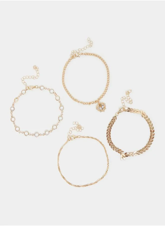 ستايلي Styli Set of 4 - Embellished Drop Anklet