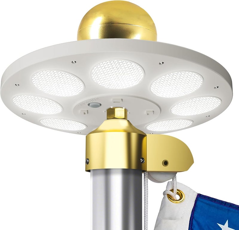 Hoople Solar Flag Pole Light – 136 LED Super Bright, 136 LED, Dusk to Dawn, Waterproof Flagpole Light for 15-25 FT Poles, 100% Flag Coverage, Auto On/Off - Image 1