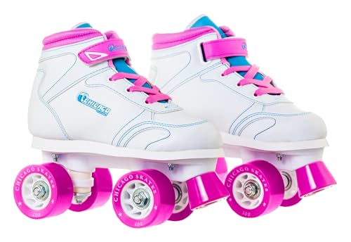 Chicago Girls Sidewalk Roller Skates White Youth Quad Skates HighTop Design BeginnerFriendly Durable Polyurethane Wheels Indoor Outdoor Use