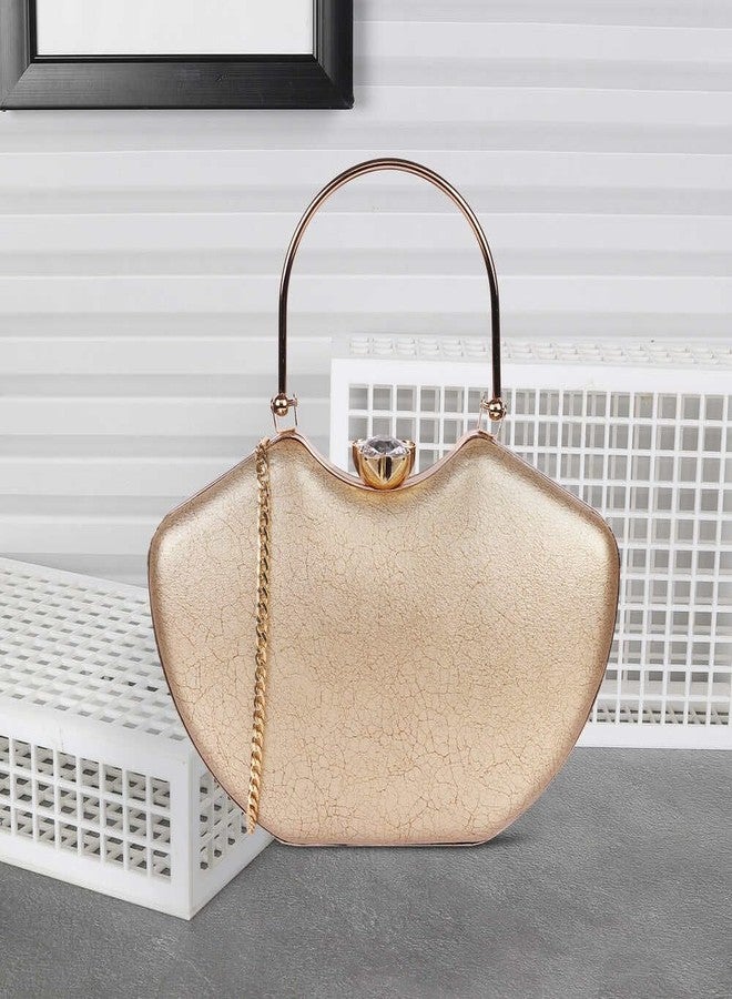 Mochi Women's Gold Premium Faux Leather Fancy Clutches (38-140) - Image 2