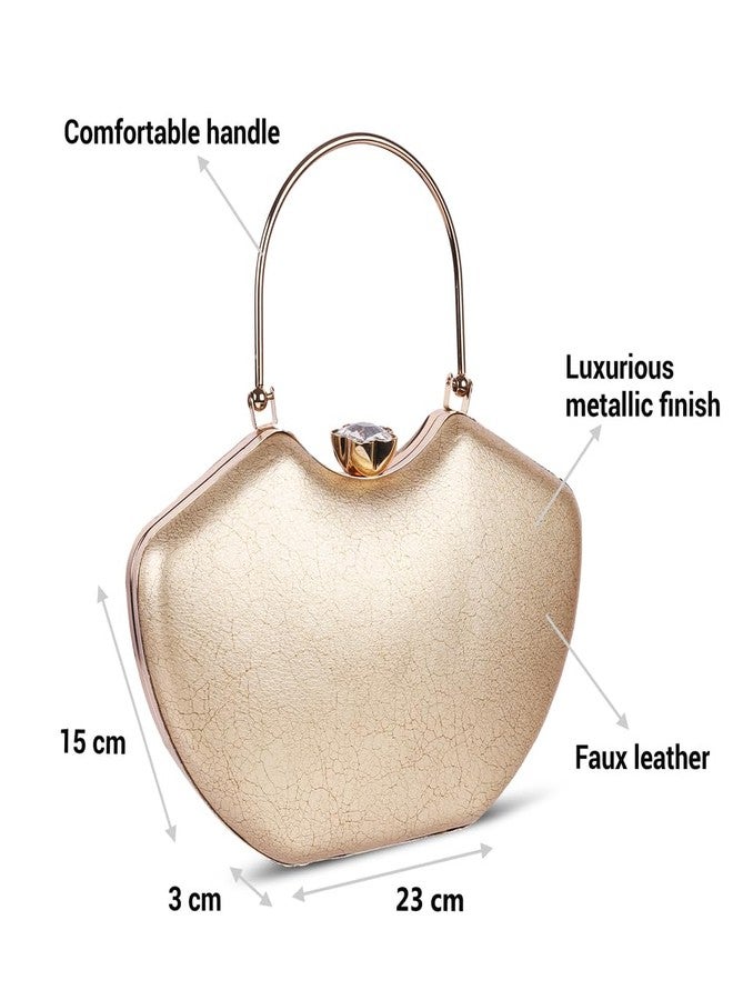 Mochi Women's Gold Premium Faux Leather Fancy Clutches (38-140) - Image 3