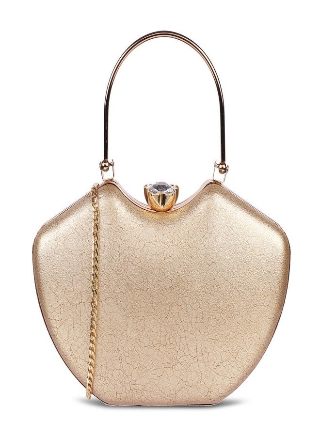 Mochi Women's Gold Premium Faux Leather Fancy Clutches (38-140) - Image 1