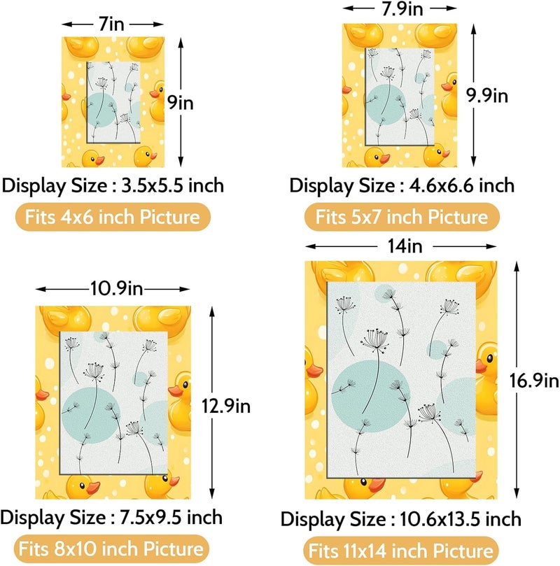 Yellow Duck 5x7 Picture Frame Polka Dots Wooden Photo Frame Display Pictures 5x7 or 4x6 for Tabletop Display, Horizontal or Vertical Wall Mounting - Image 2