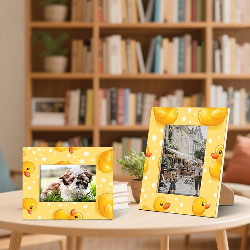 Yellow Duck 5x7 Picture Frame Polka Dots Wooden Photo Frame Display Pictures 5x7 or 4x6 for Tabletop Display, Horizontal or Vertical Wall Mounting - Image 3