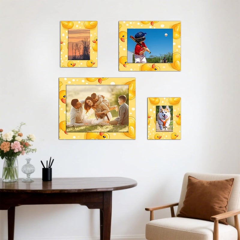 Yellow Duck 5x7 Picture Frame Polka Dots Wooden Photo Frame Display Pictures 5x7 or 4x6 for Tabletop Display, Horizontal or Vertical Wall Mounting - Image 4