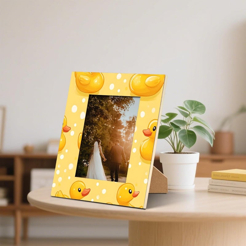 Yellow Duck 5x7 Picture Frame Polka Dots Wooden Photo Frame Display Pictures 5x7 or 4x6 for Tabletop Display, Horizontal or Vertical Wall Mounting - Image 5
