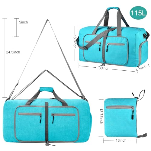 Dimayar 115L Travel Duffle Bag for Men Women - Foldable Duffel Bag with Shoes Compartment - Overnight Bags Waterproof & Tear Resistant(Mint Green) - Image 2