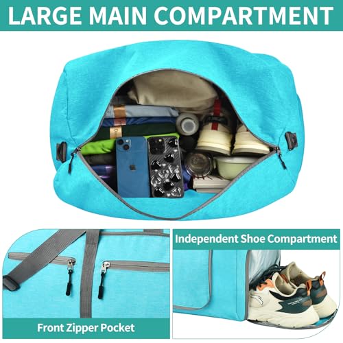 Dimayar 115L Travel Duffle Bag for Men Women - Foldable Duffel Bag with Shoes Compartment - Overnight Bags Waterproof & Tear Resistant(Mint Green) - Image 4