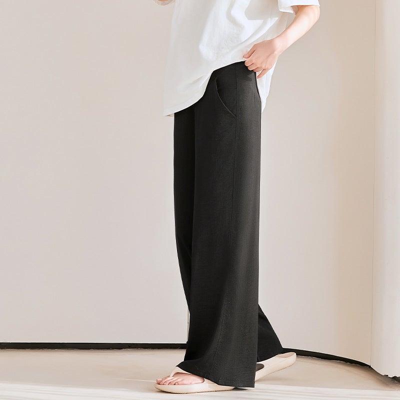 Pregnant Womens Casual Pants Exterior Wear Pregnant Womens Wide Leg Pants Spring and Summer Thin Piao Pu Spring Abdominal Pants Casual Pants Pregnant Womens Pants Dark gray  - Image 2
