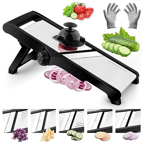 VEKAYA VEKAYA Mandoline Slicer for KicthenAdjustable Vegetable SlicerFood ChopperPotato SlicerMandolinTomato SlicerVeggie CutterStainless Steel Professional with Safety Gloves 