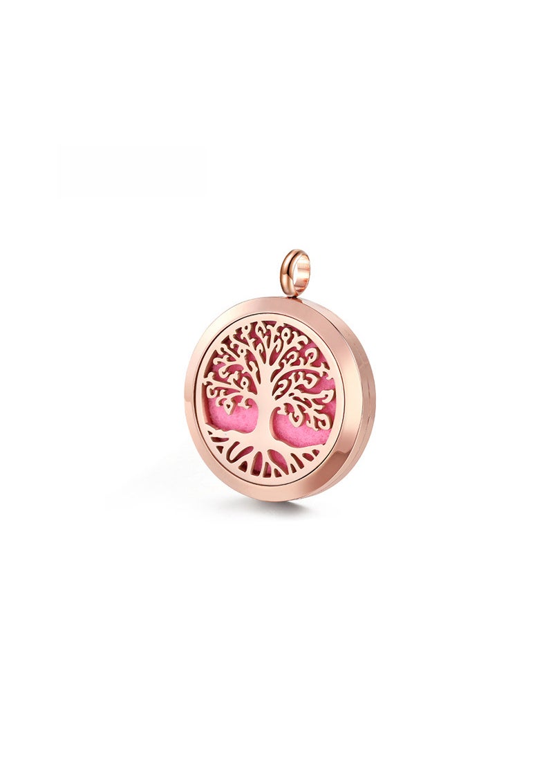 Generic Life Tree Pendant Aromatherapy Locket Necklace 20mm rose gold 