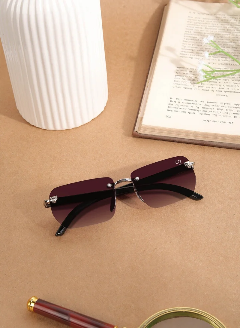 ووجلز نظارات شمسية مستطيلة بدون إطار وردية واقية من الأشعة فوق البنفسجية