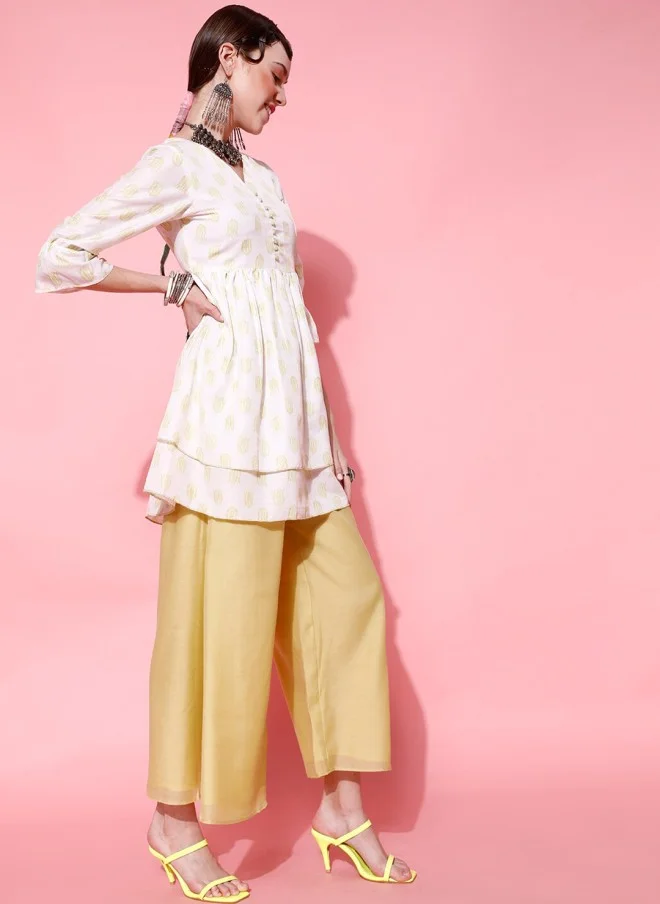 اندو ستريت Ethnic Motifs Printed A-Line Kurta with Palazzos for Women