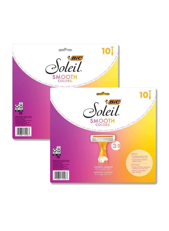 Bic Soleil Smooth Colors Razors with Aloe Vera and Vitamin E Lubricating Disposable Razors for Women, 20-Count, 3 Blades  - Image 1
