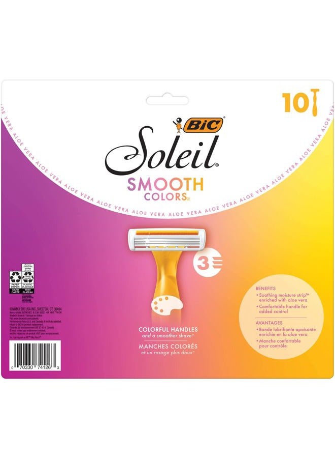Bic Soleil Smooth Colors Razors with Aloe Vera and Vitamin E Lubricating Disposable Razors for Women, 20-Count, 3 Blades  - Image 4
