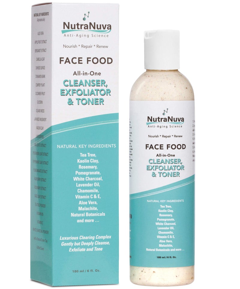 NutraNuva Face Food Cleanser Exfoliator Toner AllinOne Clear Skin Natural Vegan Facial Wash Tea Tree Clay Gentle Clean Anti Aging Not DryingOily Restore pH Fight Acne 6 Oz - Image 2