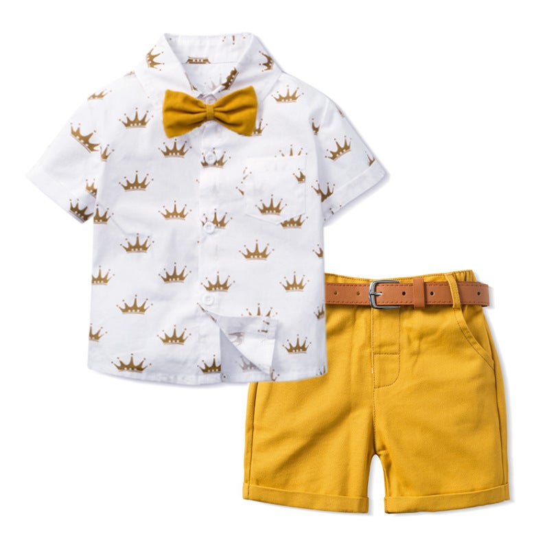 Summer New Gentleman Baby Suit Short Sleeve Shorts Set Strap style  - Image 5