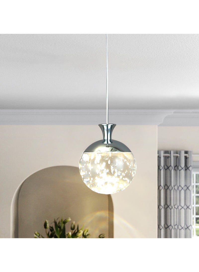 Ganeed 1-Light Apple Modern Crystal Pendant Light, Chrome Mini Globe Hanging Light Fixture for Kitchen Island Dining Room Bar - Image 2