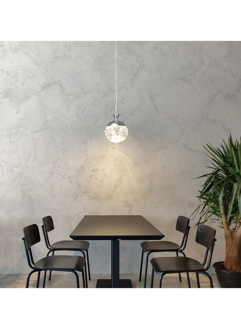 Ganeed 1-Light Apple Modern Crystal Pendant Light, Chrome Mini Globe Hanging Light Fixture for Kitchen Island Dining Room Bar - Image 1