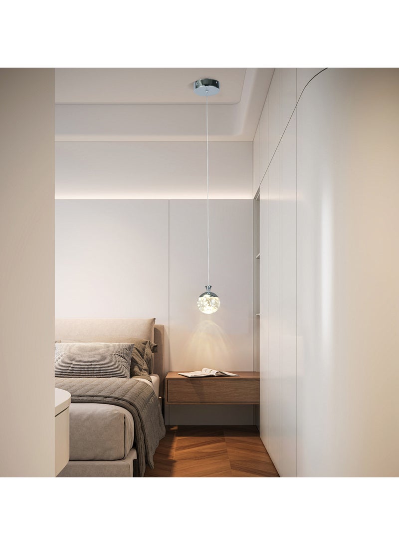 Ganeed 1-Light Apple Modern Crystal Pendant Light, Chrome Mini Globe Hanging Light Fixture for Kitchen Island Dining Room Bar - Image 3