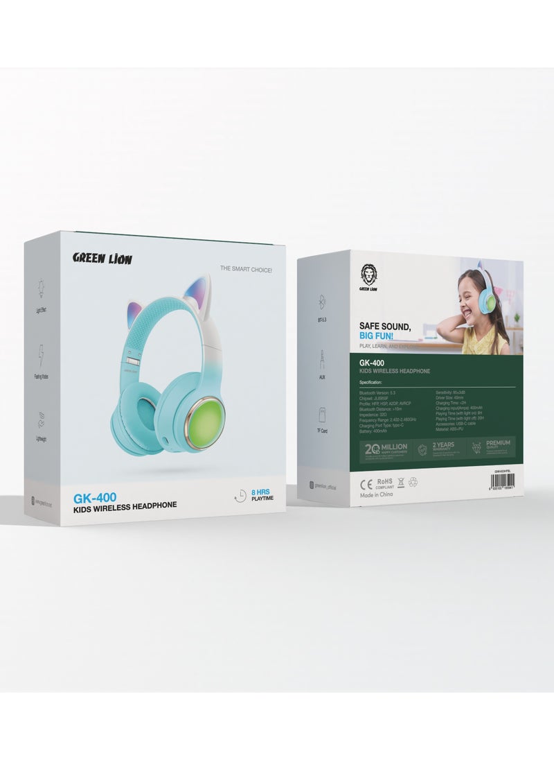 GREEN LION Wireless Headphone for Kids with LED Lights / Volume Limiting for Hearing Protection/Safe For boys/ High Quality/ Light Effect /Lightweight Ergonomic and Tough /Comfortable Headphones for Boys- Blue  - Image 3