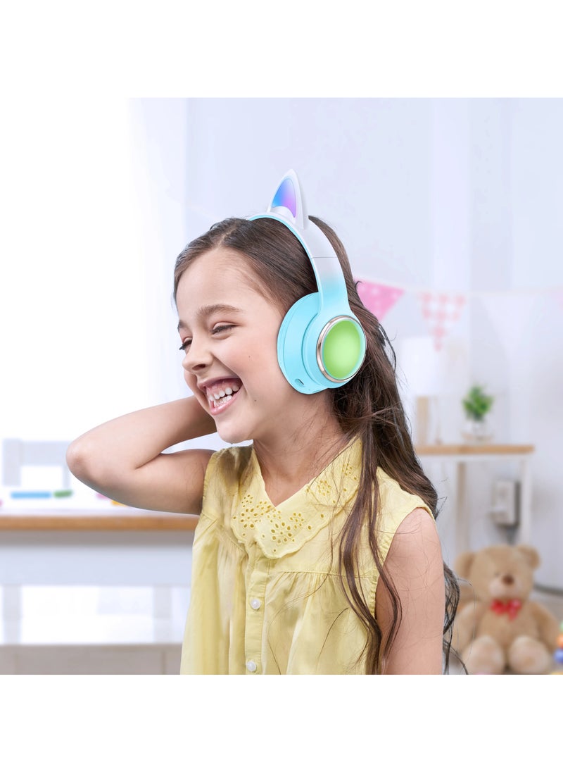 GREEN LION Wireless Headphone for Kids with LED Lights / Volume Limiting for Hearing Protection/Safe For boys/ High Quality/ Light Effect /Lightweight Ergonomic and Tough /Comfortable Headphones for Boys- Blue  - Image 2