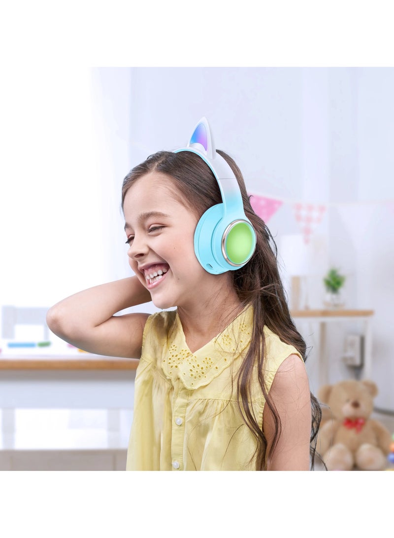 GREEN LION Wireless Headphone for Kids with LED Lights / Volume Limiting for Hearing Protection/Safe For boys/ High Quality/ Light Effect /Lightweight Ergonomic and Tough /Comfortable Headphones for Boys- Blue - Image 2
