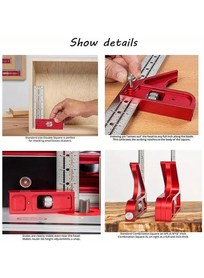 Right Angle 18 Inches Adjustable Dual Scale Outside Caliper Red Jaw Plastic Measuring Tool - Image 2