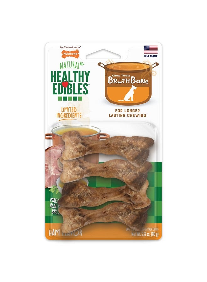 Nylabone Healthy Edibles Broth Bone Natural Dog Chews Long Lasting Treats Ham Flavor Small/Regular - Up to 25 Ibs. (4 Count) - Image 1