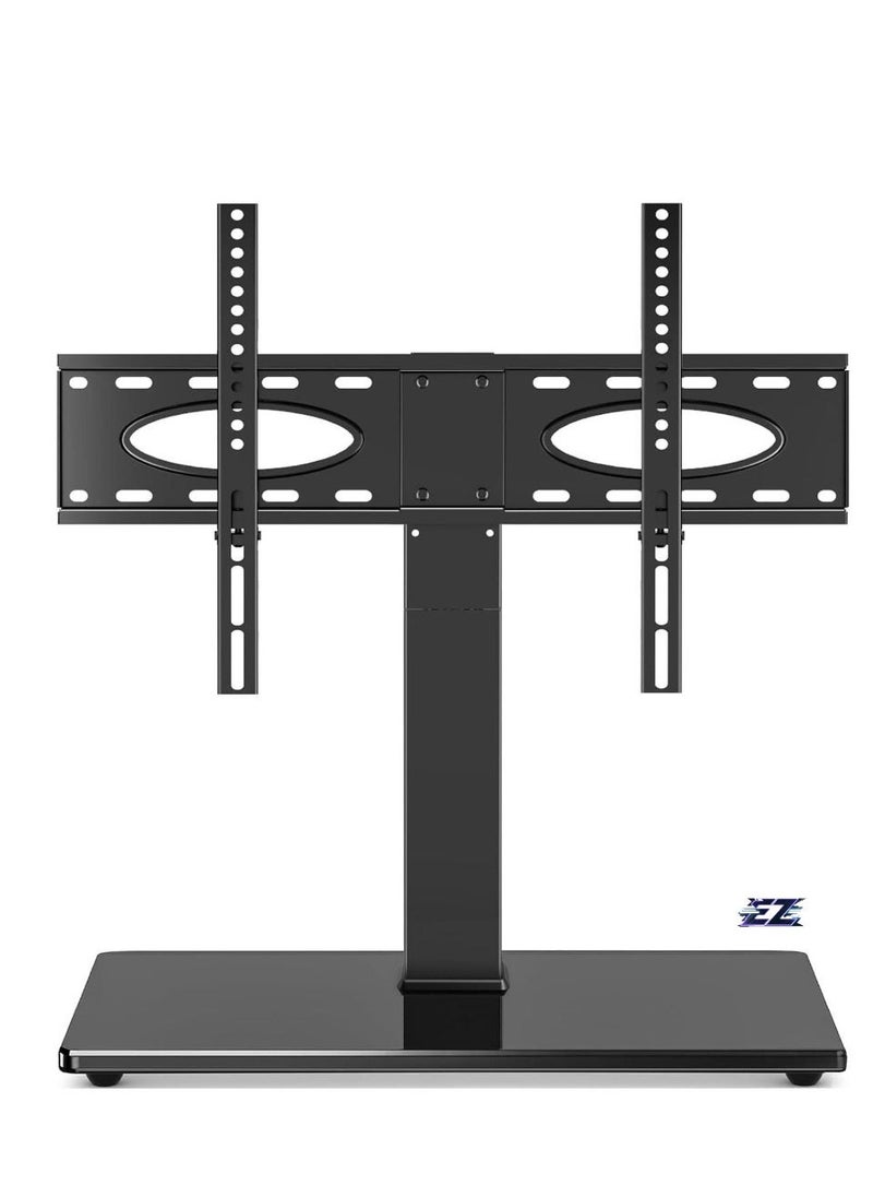 ELTRAZONE Universal Tabletop TV Stand, Swivel TV Stand Base for 37-70 Inch Flat/Curved TVs, Height Adjustable, Tempered Glass Base, Wire Management, VESA 600x400mm, Supports up to 88 lbs, Modern TV Stand for Living Room, Bedroom, or Office  - Image 1