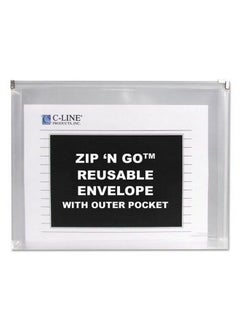 C-Line Zip 'N Go Reusable Poly Envelope With Outer Pocket Zipper Closure Clear 3 Pk 48117  - Image 1