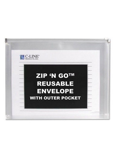 Zip 'N Go Reusable Poly Envelope With Outer Pocket Zipper Closure Clear 3 Pk 48117