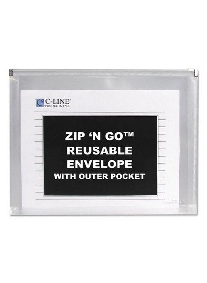 C-Line - Zip 'N Go Reusable Poly Envelope With Outer Pocket Zipper Closure Clear 3 Pk 48117 - Image 1