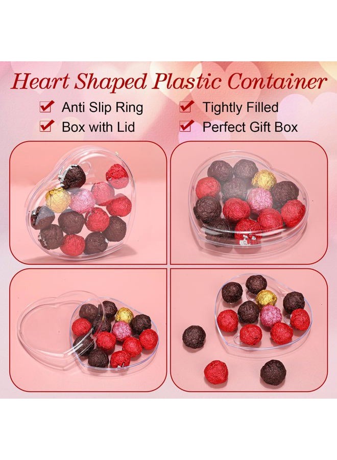LOYIM 1 Pcs Valentine's Heart Shaped Plastic Container, 5.9" W x 1.6" H Clear Plastic Storage Box with Lid and Anti Slip Ring Heart Dessert Plates Snack Tray for Valentine Party Favor - Image 4