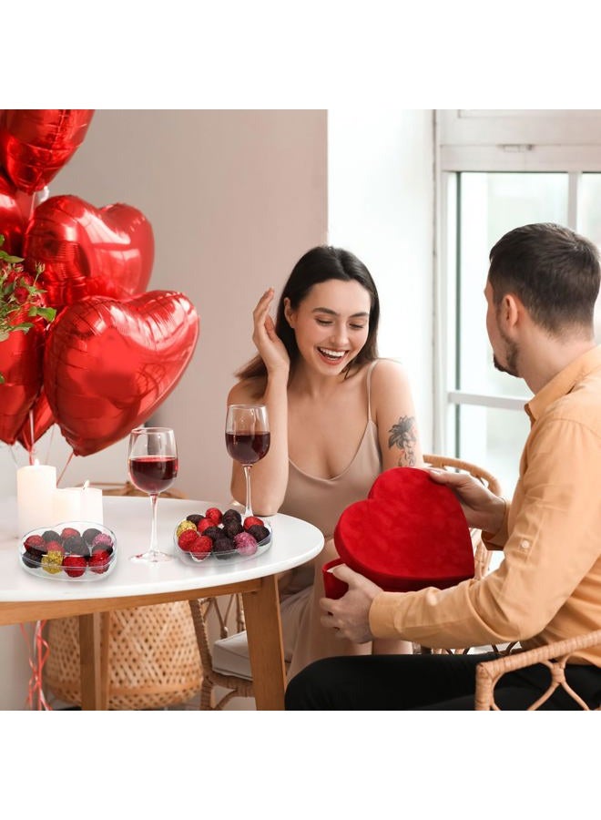 LOYIM 1 Pcs Valentine's Heart Shaped Plastic Container, 5.9" W x 1.6" H Clear Plastic Storage Box with Lid and Anti Slip Ring Heart Dessert Plates Snack Tray for Valentine Party Favor - Image 5