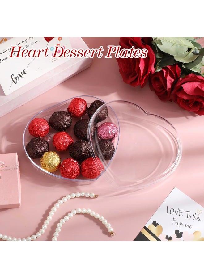 LOYIM 1 Pcs Valentine's Heart Shaped Plastic Container, 5.9" W x 1.6" H Clear Plastic Storage Box with Lid and Anti Slip Ring Heart Dessert Plates Snack Tray for Valentine Party Favor - Image 2