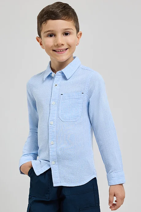 R&B Solid Shirt with Classic Collar and Long Sleeves