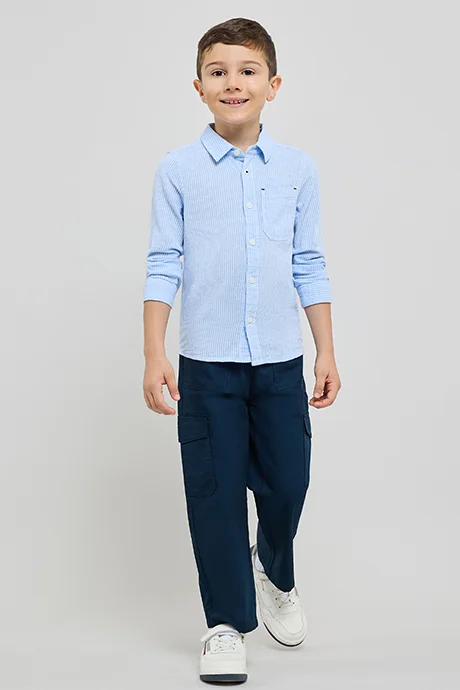 R&B Solid Shirt with Classic Collar and Long Sleeves