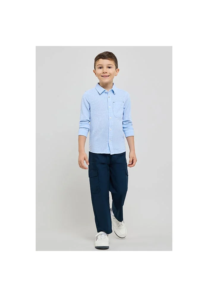 أر أند بي Solid Shirt with Classic Collar and Long Sleeves