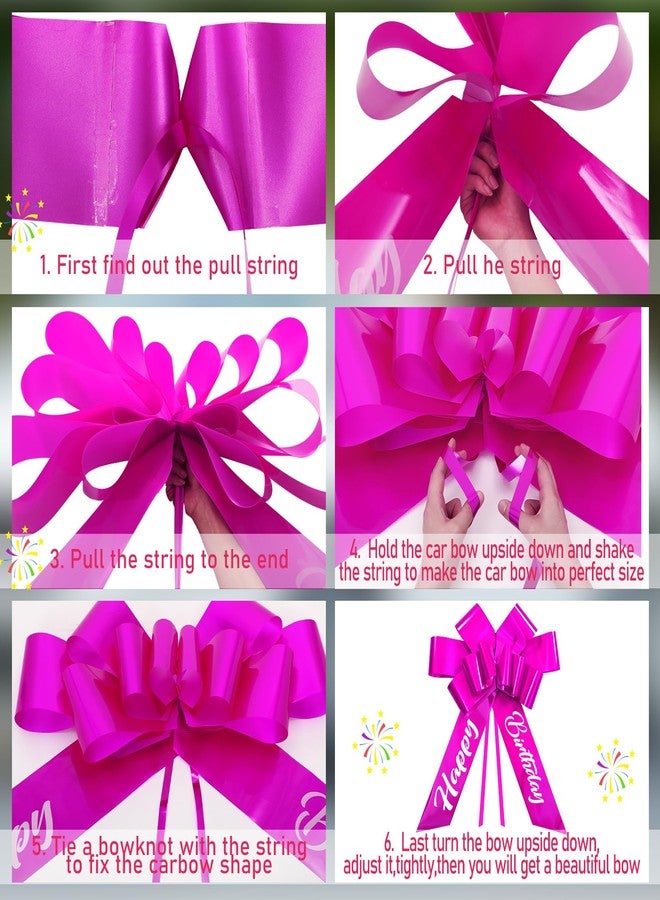 Datanly Happy Birthday Big Car Bow 30 Inch Giant Bow for Car Big Birthday Gift Wrapping for Large Gift Decoration(Rose Red) - Image 2