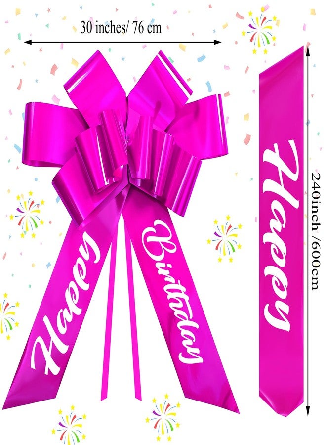 Datanly Happy Birthday Big Car Bow 30 Inch Giant Bow for Car Big Birthday Gift Wrapping for Large Gift Decoration(Rose Red) - Image 3