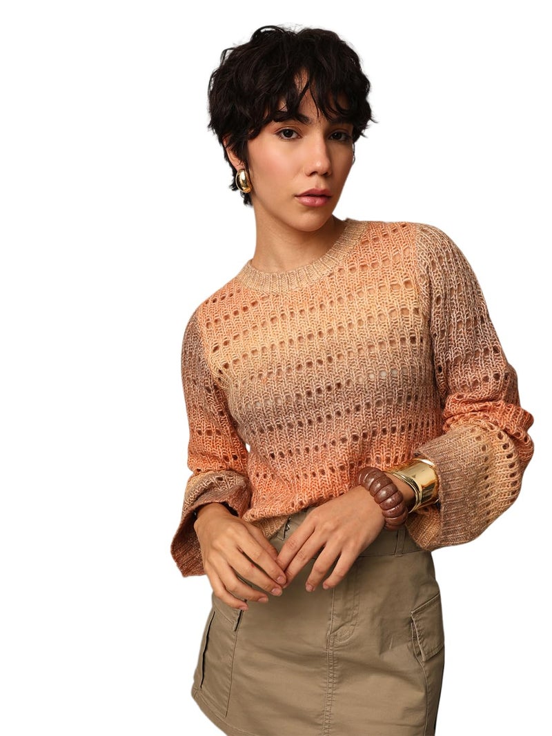 ONLY Women Regular Fit Beige Pullover Sweater - Image 2