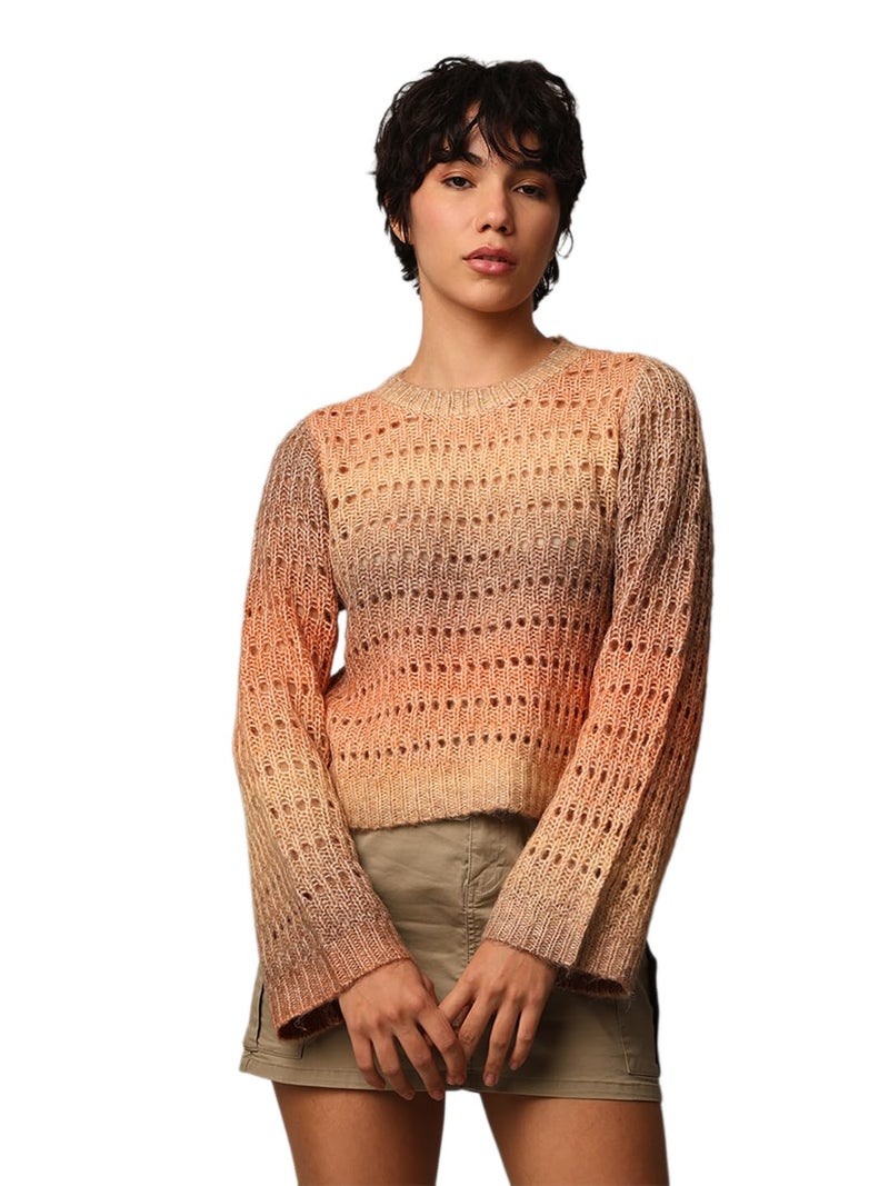 ONLY Women Regular Fit Beige Pullover Sweater - Image 3
