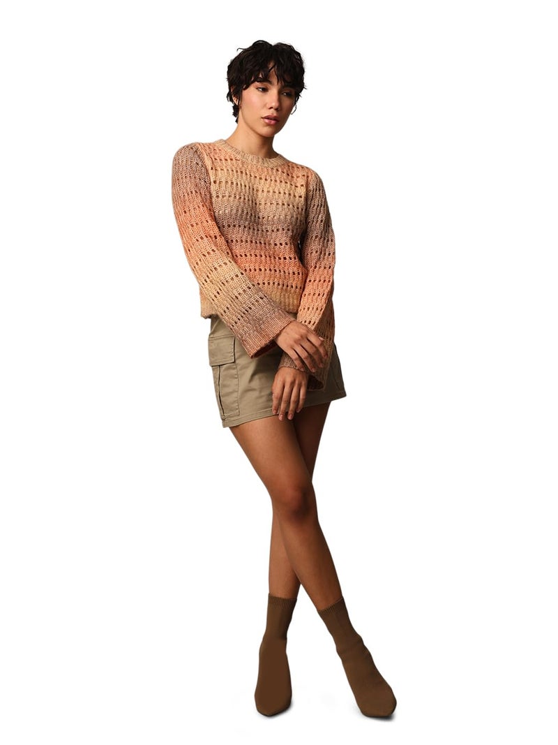 ONLY Women Regular Fit Beige Pullover Sweater - Image 1